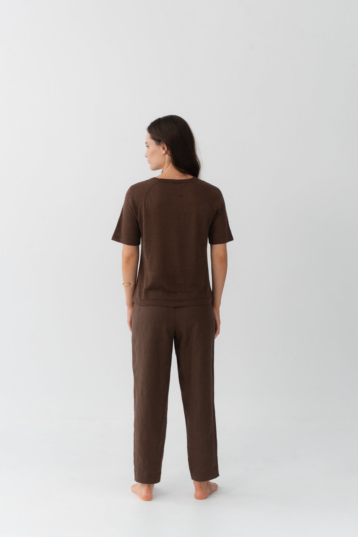 Grace Linen Knit Top Chocolate