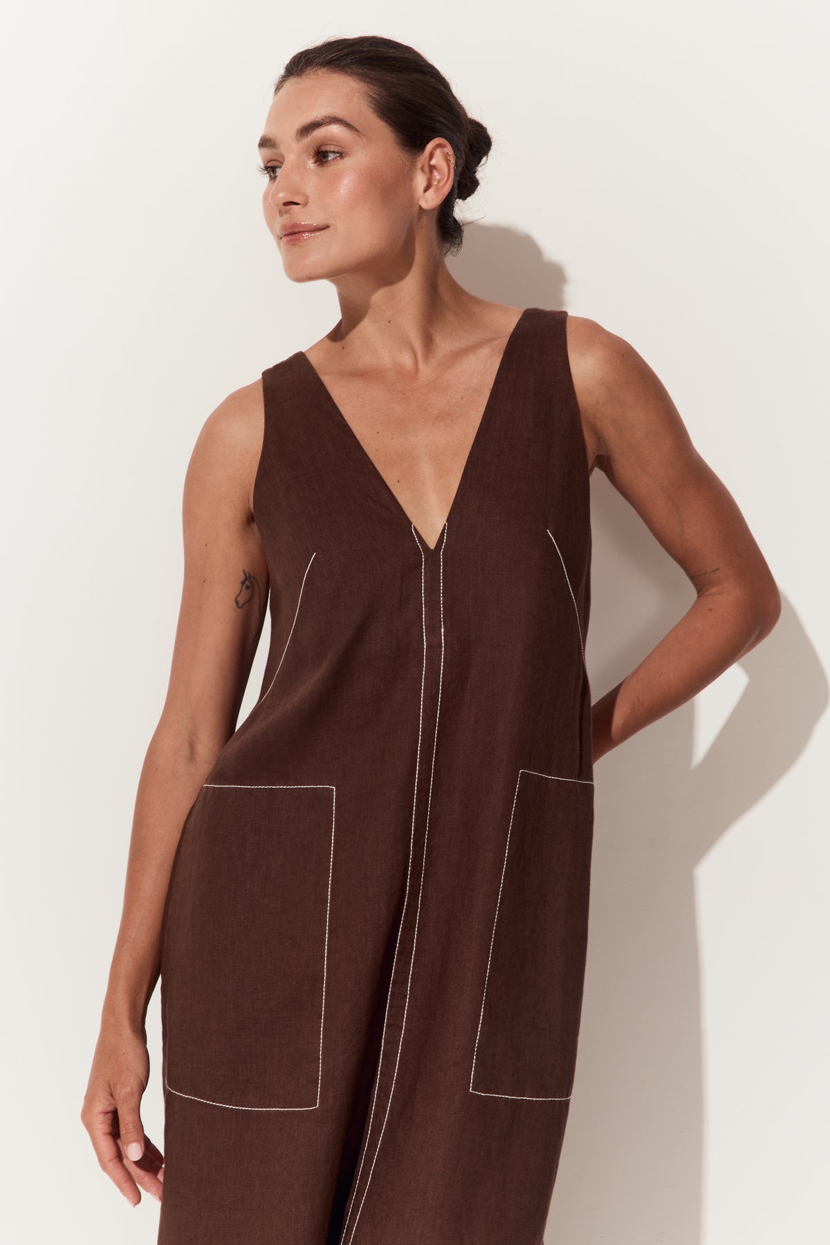 Iris Linen Dress Chocolate