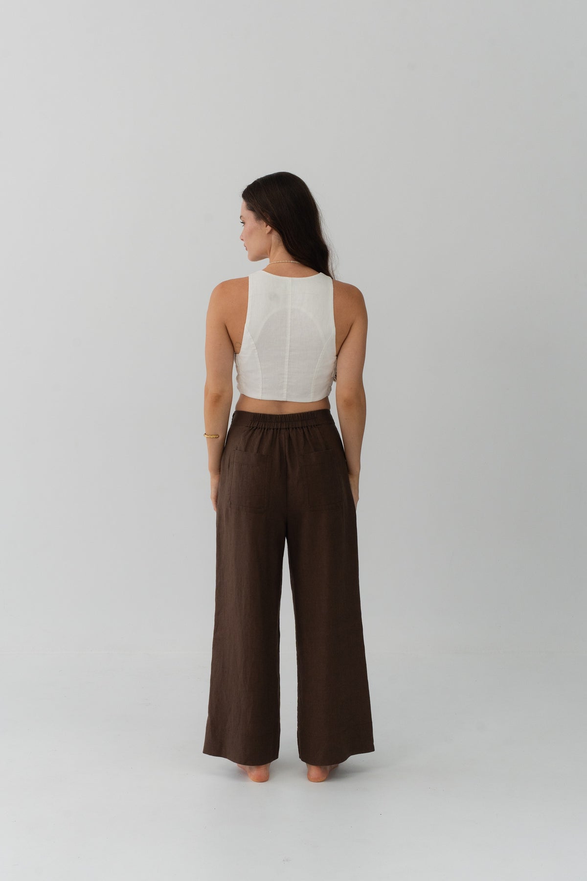 Ivy Linen Crop Pants Chocolate