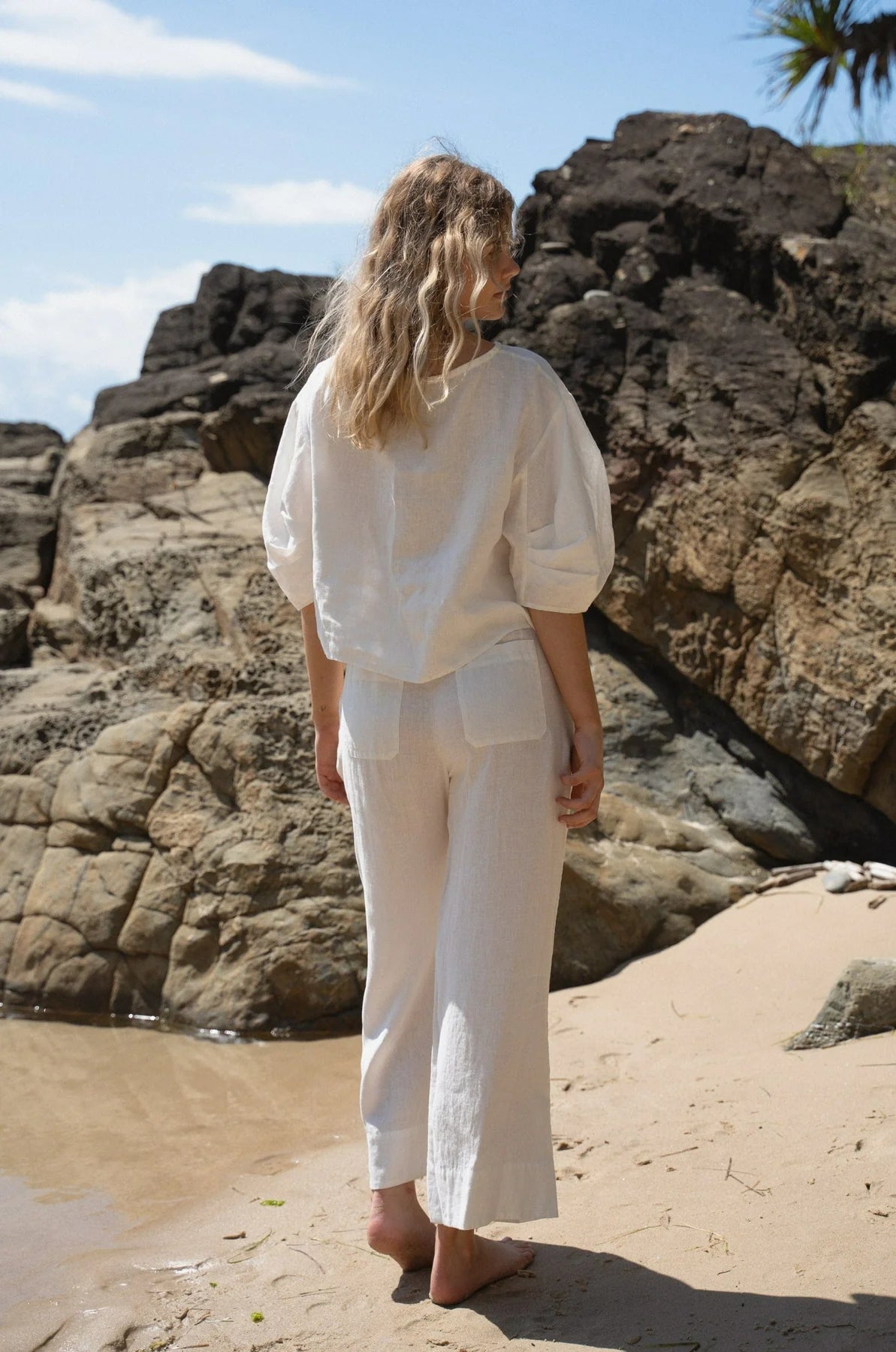 Leia Linen Top Ivory