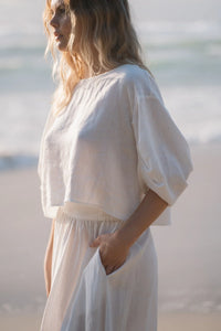 Leia Linen Top Ivory