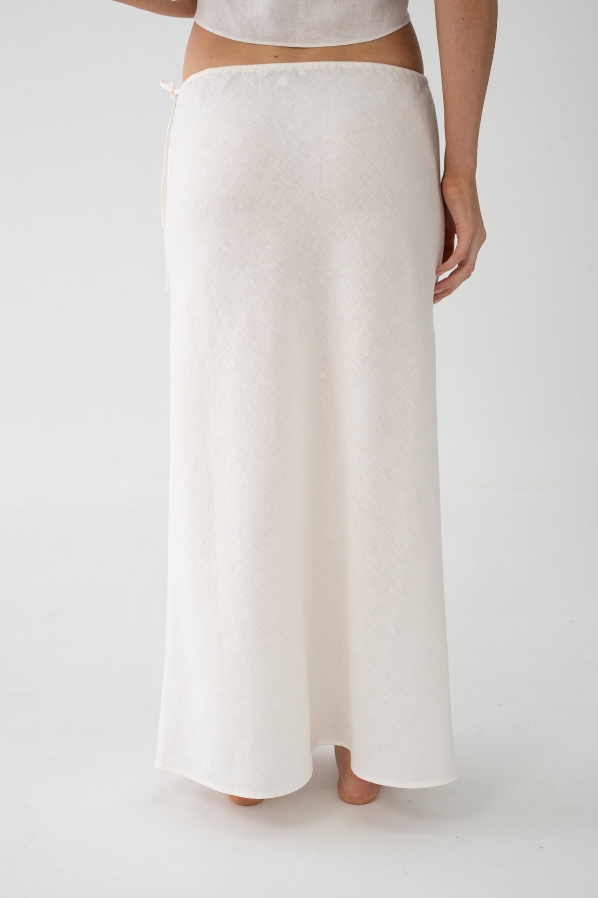 Riley Bias Linen Skirt Ivory