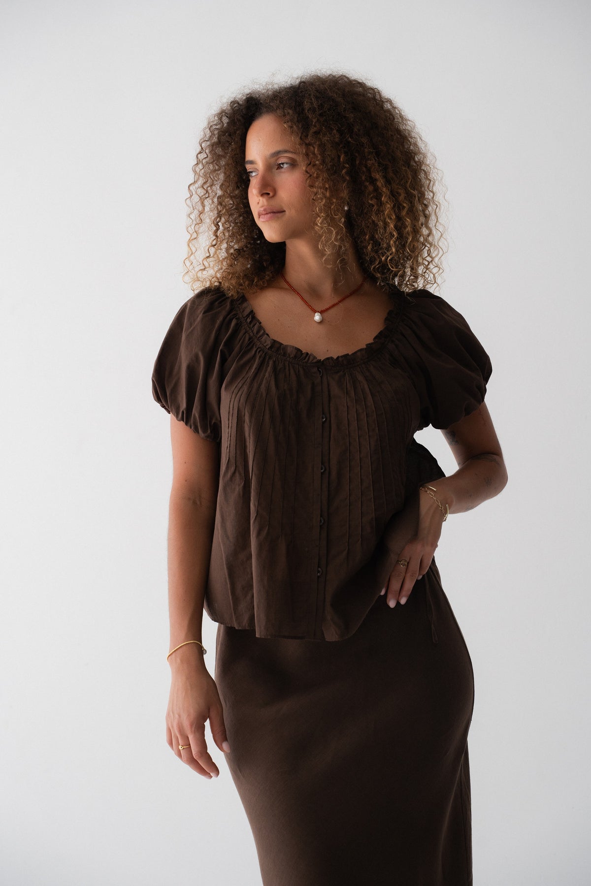 Tilly Cotton Voile Top Chocolate