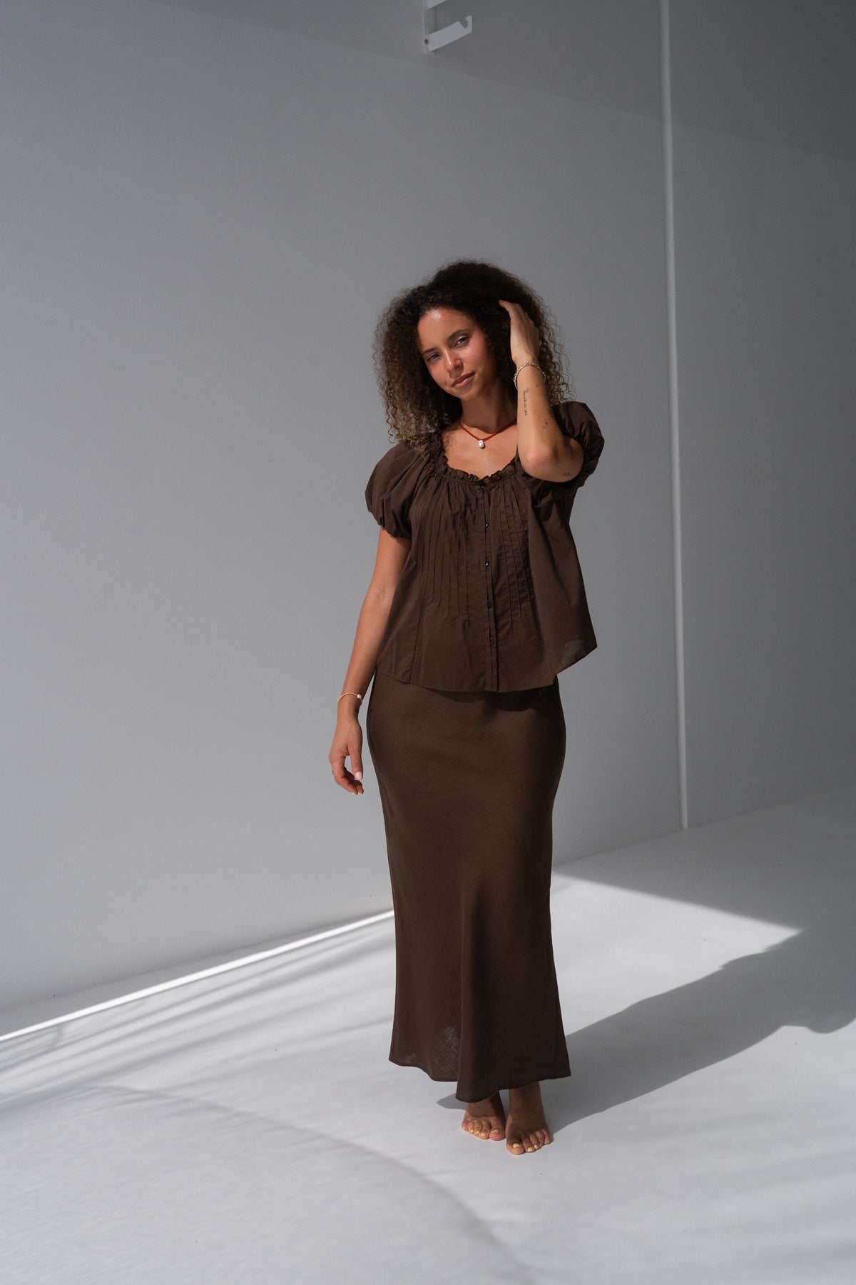 Tilly Cotton Voile Top Chocolate