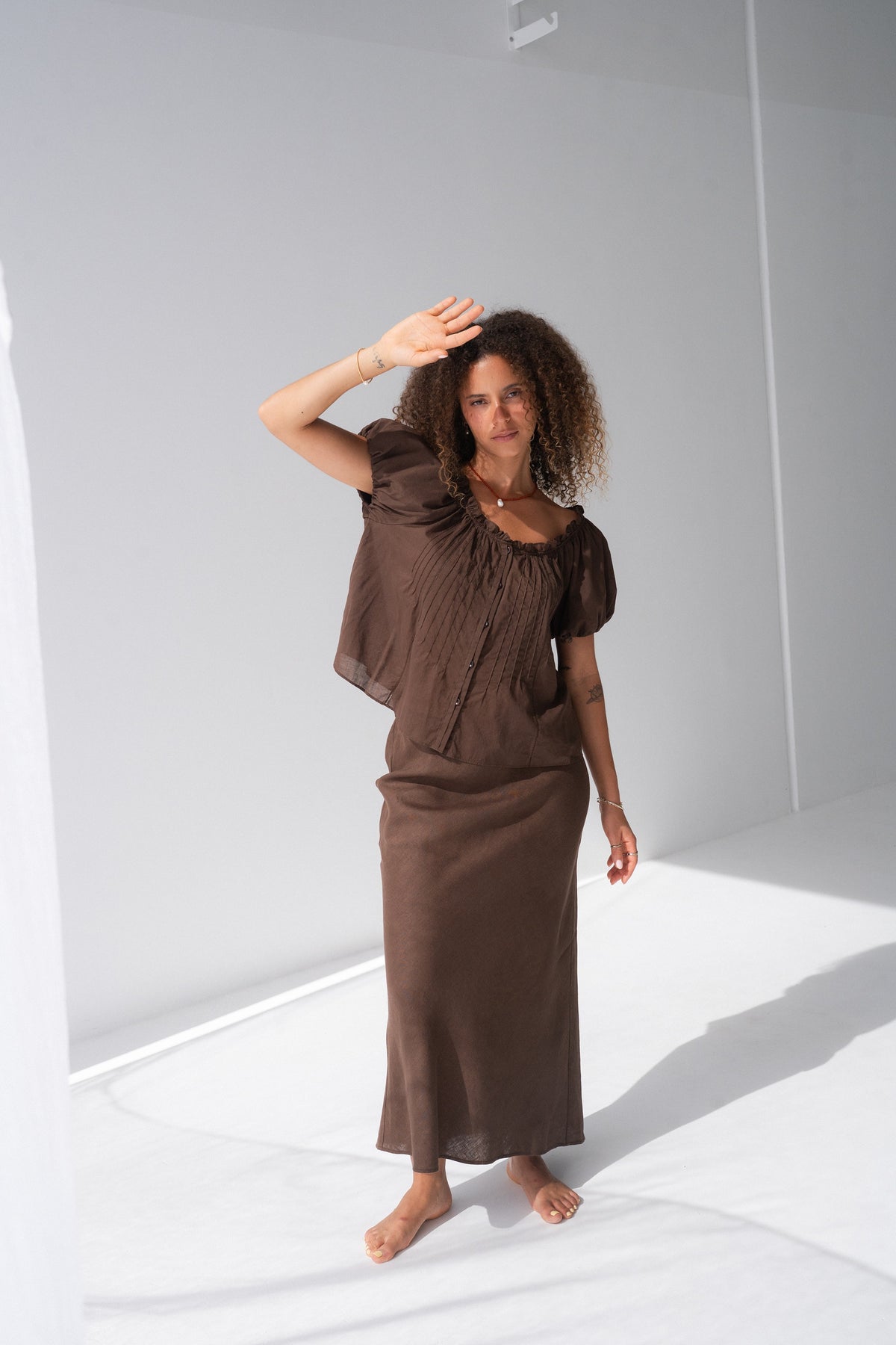 Tilly Cotton Voile Top Chocolate