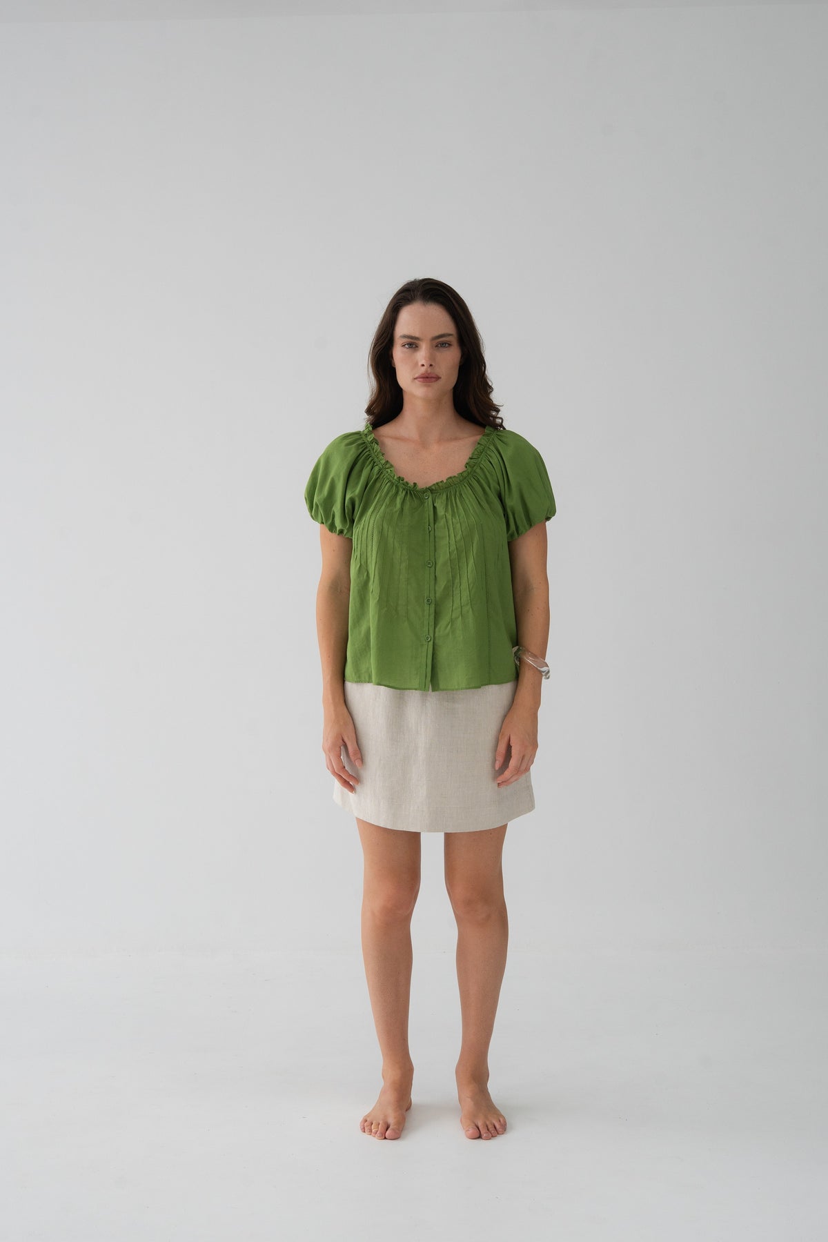 Tilly Cotton Voile Top Lime