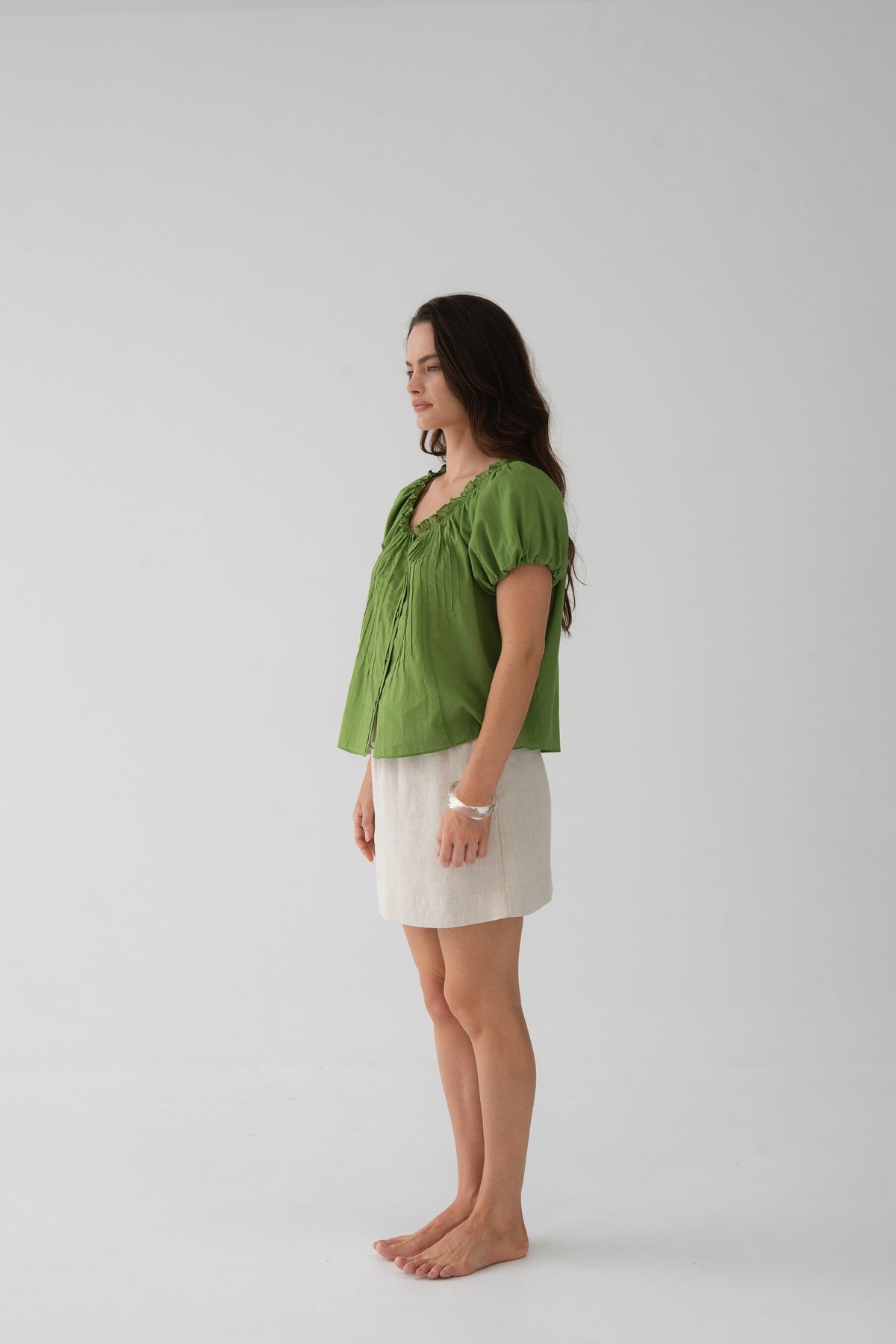 Tilly Cotton Voile Top Lime