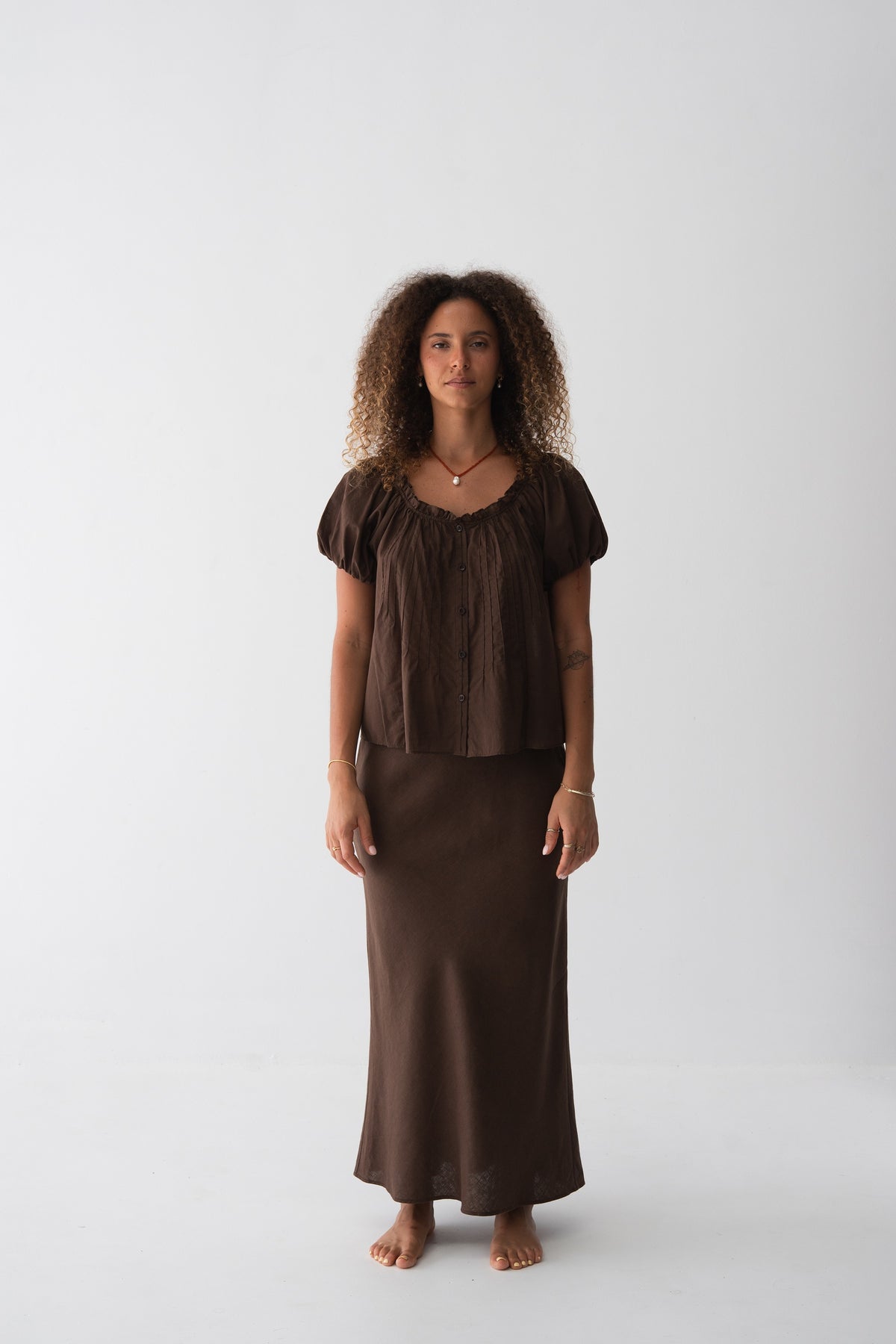 Tilly Cotton Voile Top Chocolate