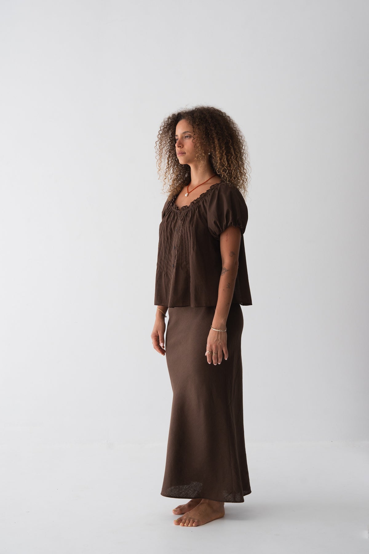 Tilly Cotton Voile Top Chocolate
