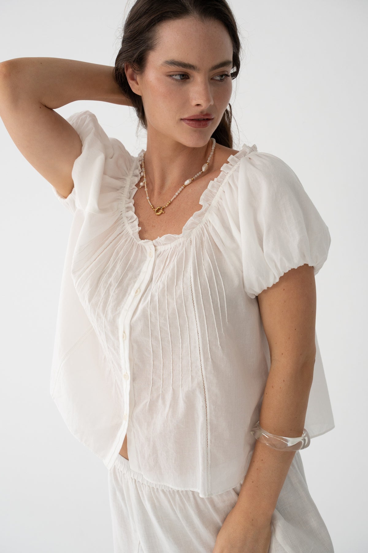 Tilly Cotton Voile Top Ivory