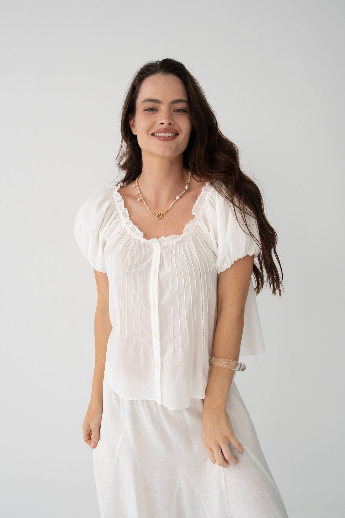 Tilly Cotton Voile Top Ivory