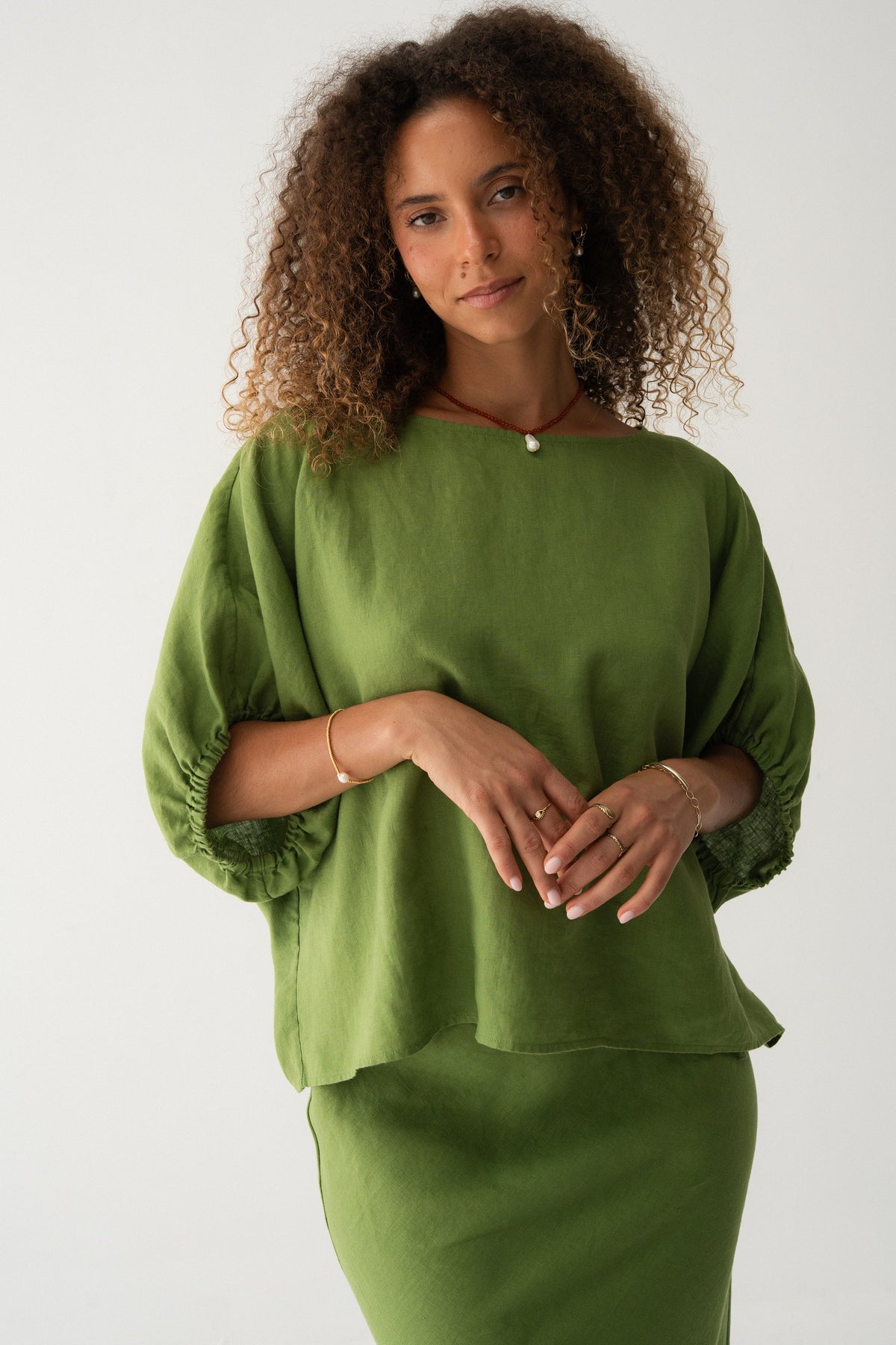 Tina Linen Top Lime