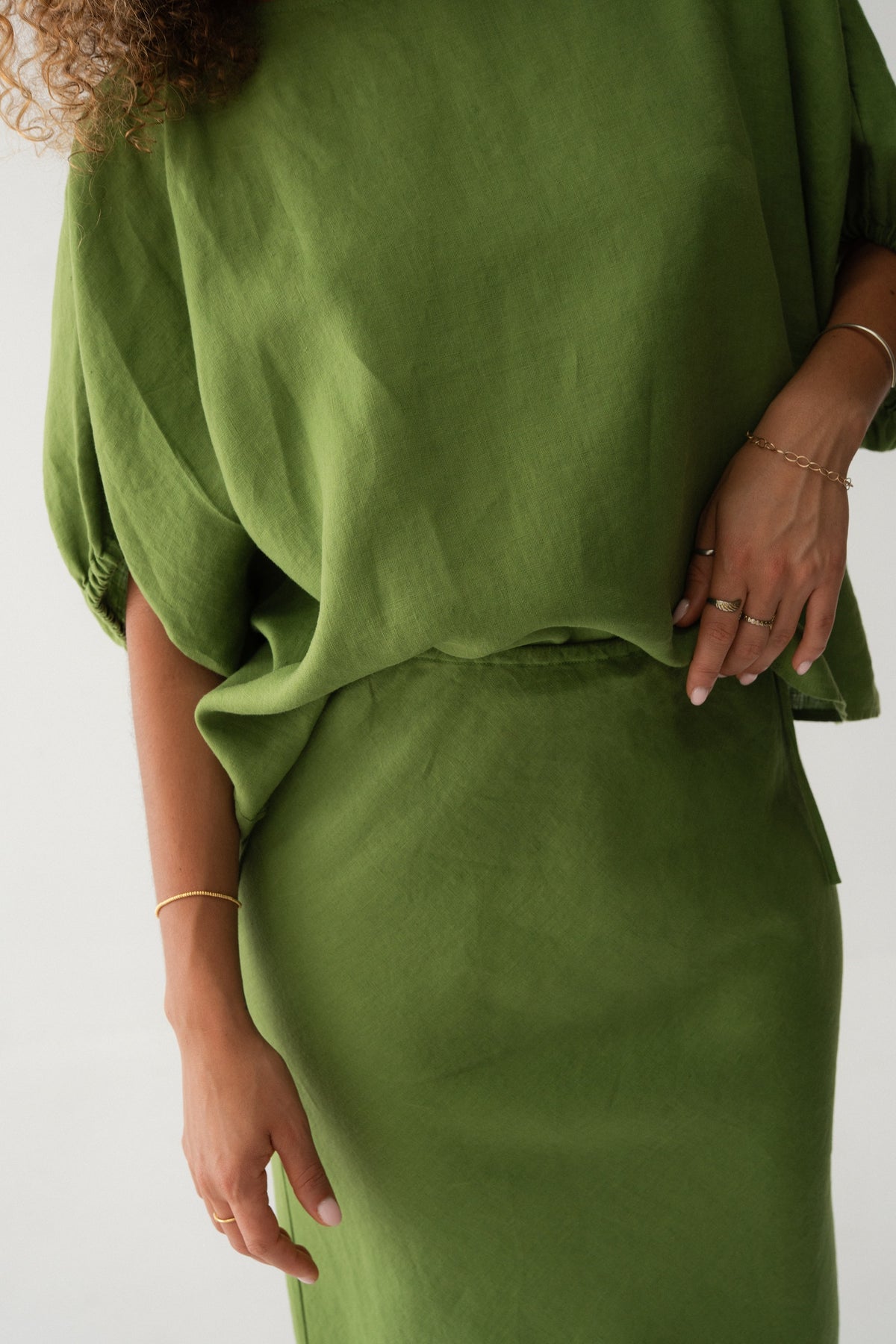 Tina Linen Top Lime