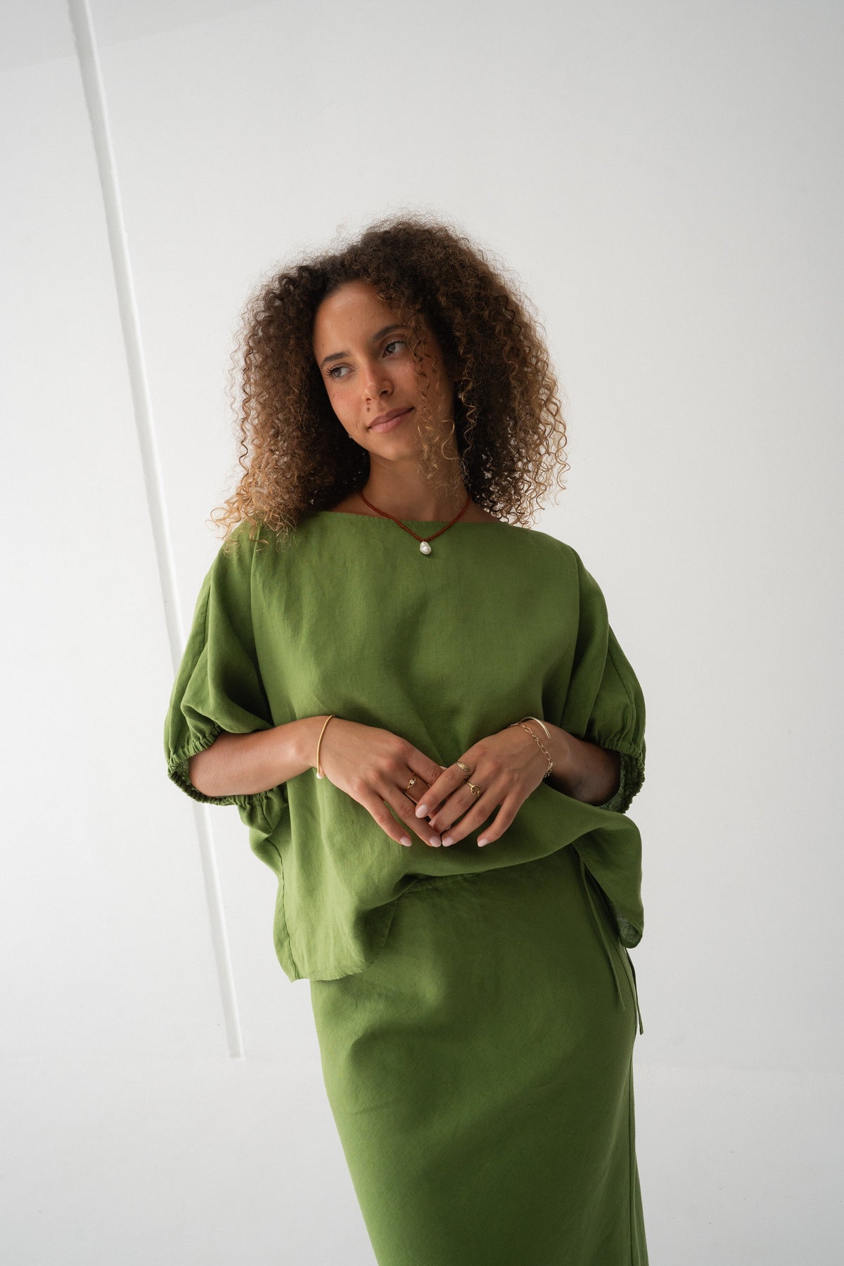 Tina Linen Top Lime