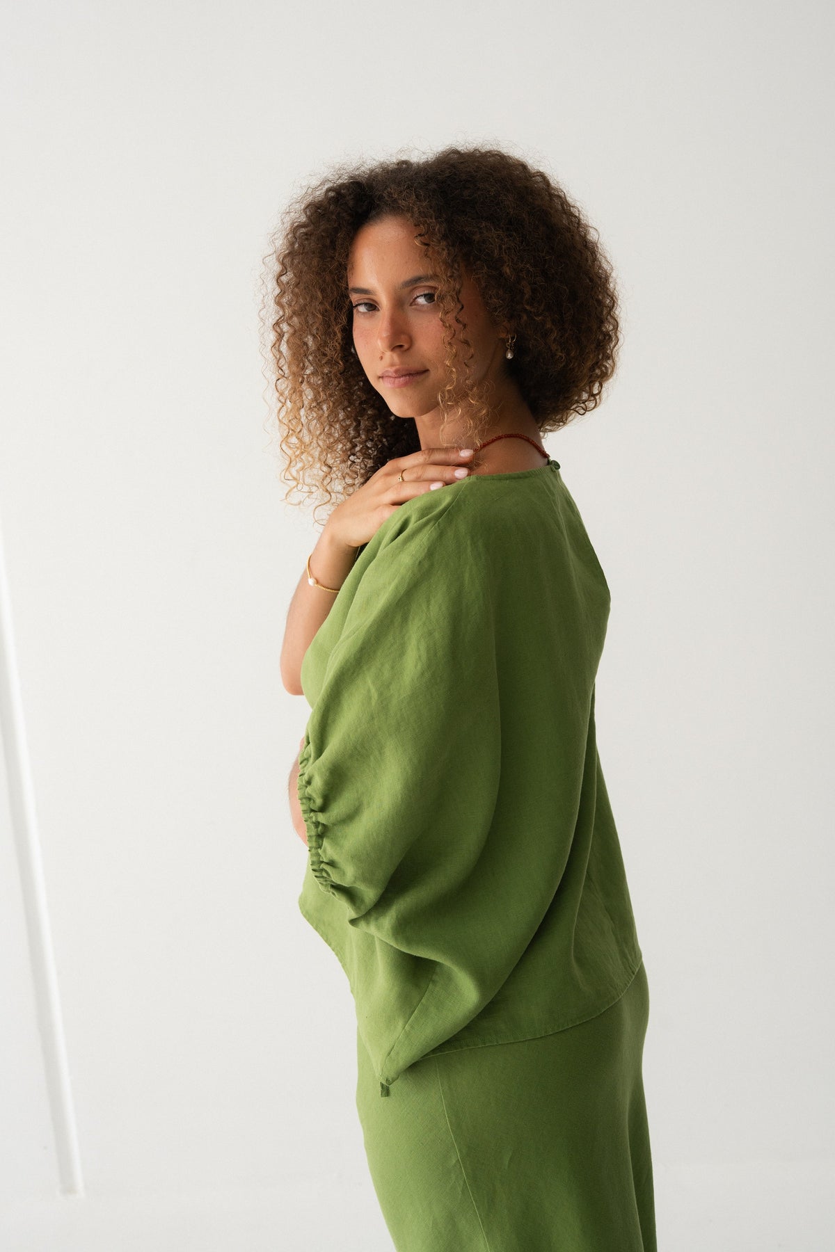 Tina Linen Top Lime
