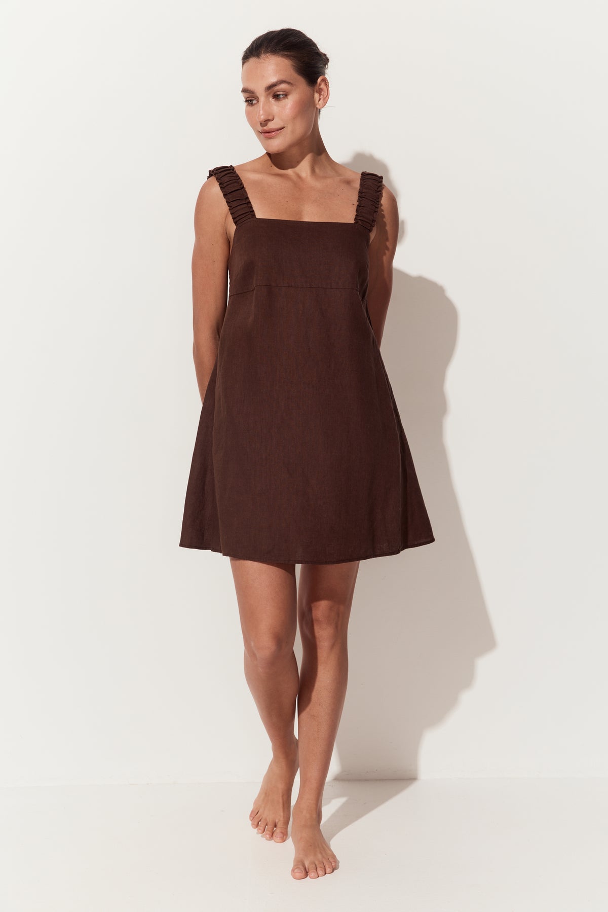 Zahra Linen Dress Chocolate