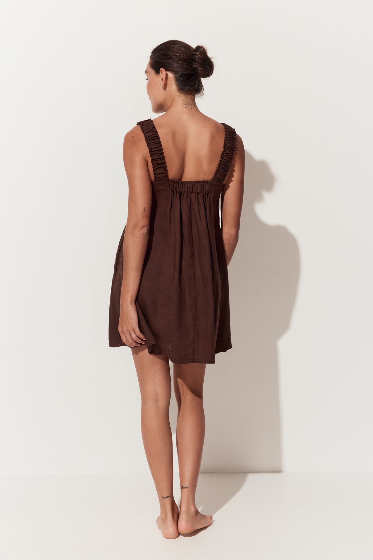 Zahra Linen Dress Chocolate