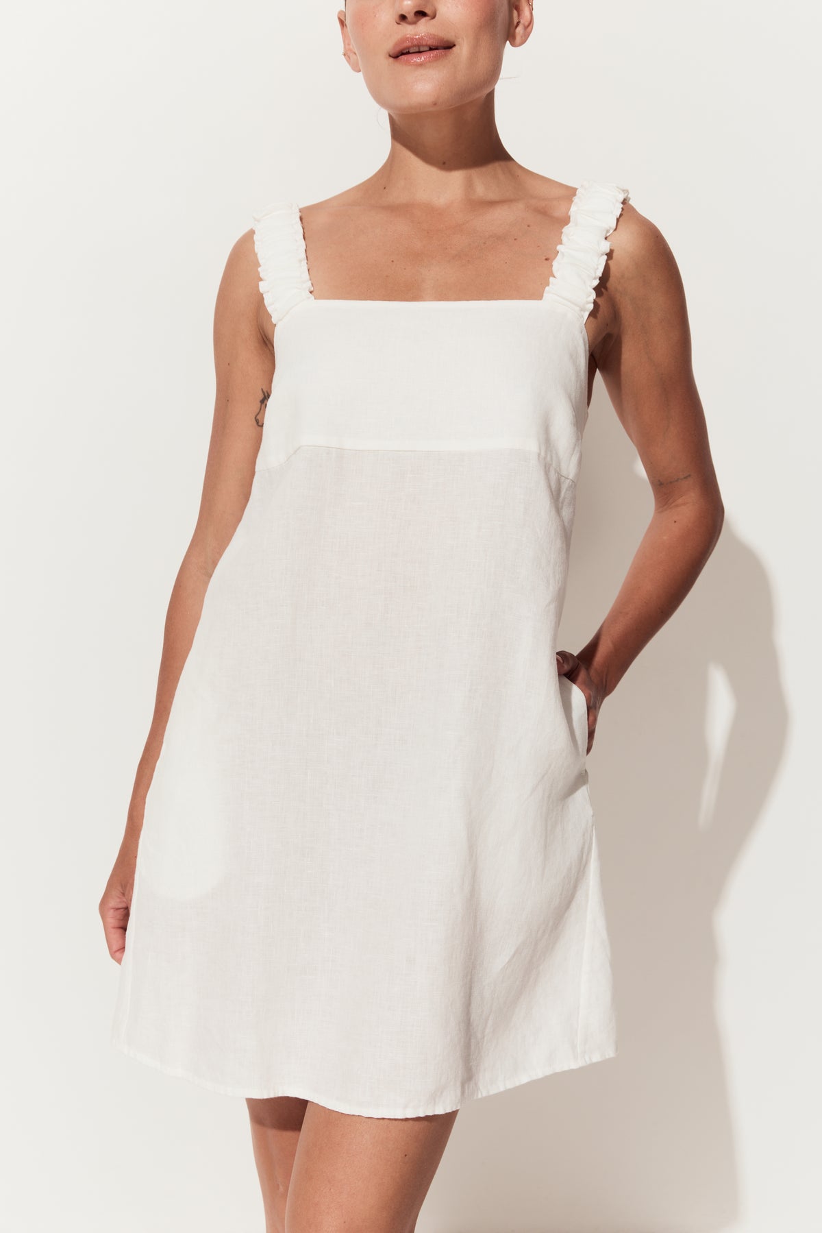 Zahra Linen Dress Ivory
