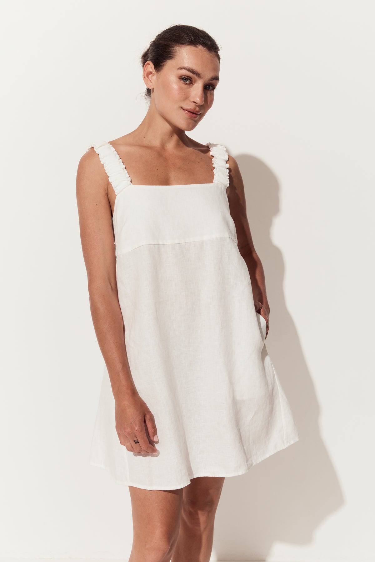 Zahra Linen Dress Ivory