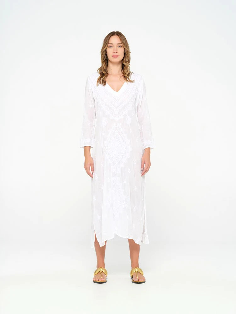 Long Goa-Embroidery- Cotton-White/White