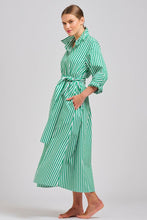 Load image into Gallery viewer, The Luna Oversized Long Shirtdress - Apple Green Stripe