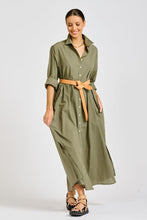Load image into Gallery viewer, The Luna Long Shirt Dress - Khaki