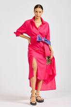 Load image into Gallery viewer, The Luna Long Shirt Dress - Raspberry