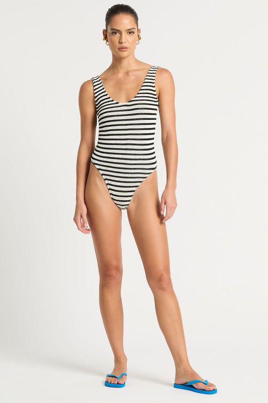 mara one piece Black Dot Stripe