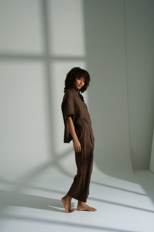 Nika Linen Shirt Chocolate
