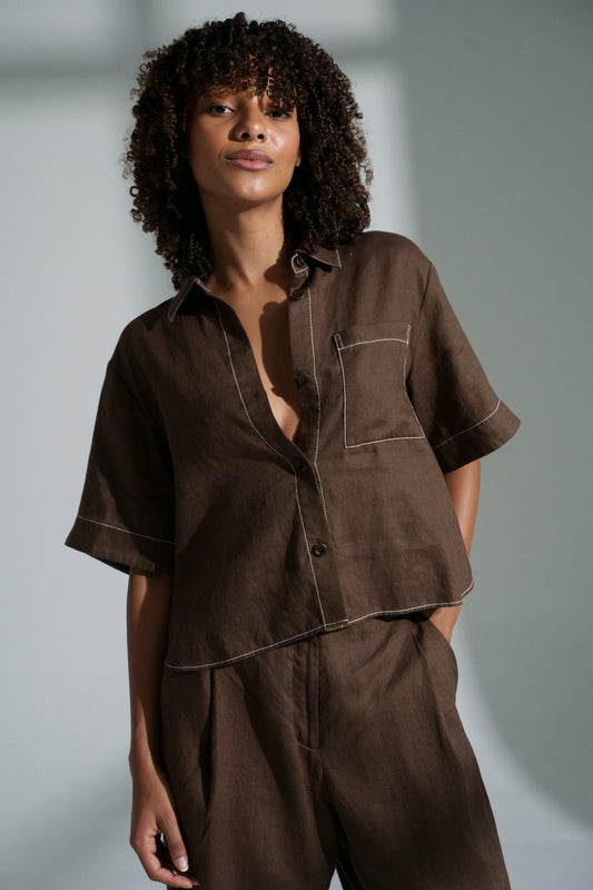 Nika Linen Shirt Chocolate