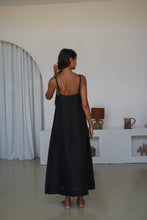 Load image into Gallery viewer, Nova Linen Silk Dress Black