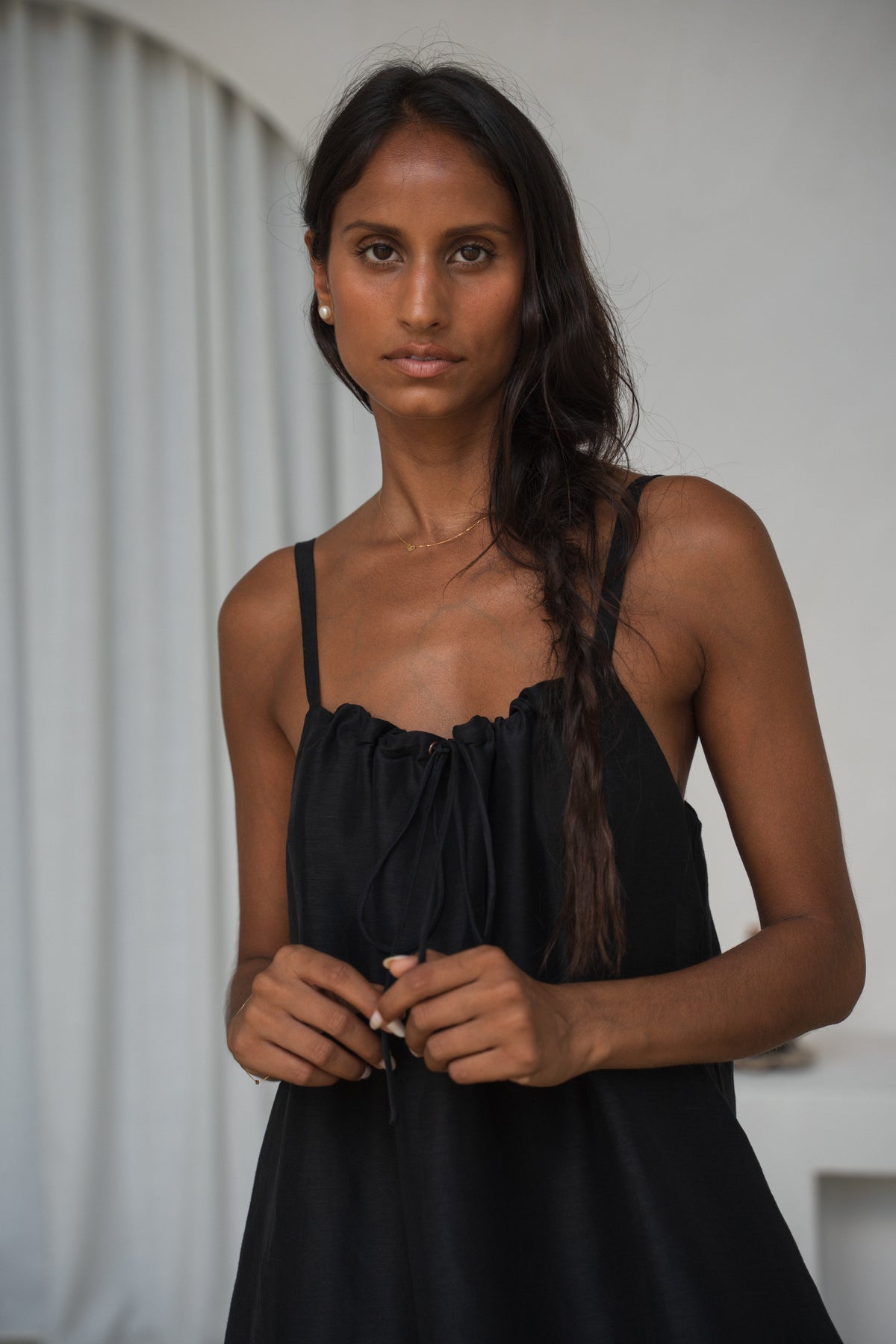 Nova Linen Silk Dress Black