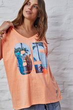 Load image into Gallery viewer, Retro Palm V Neck Tee - Orange