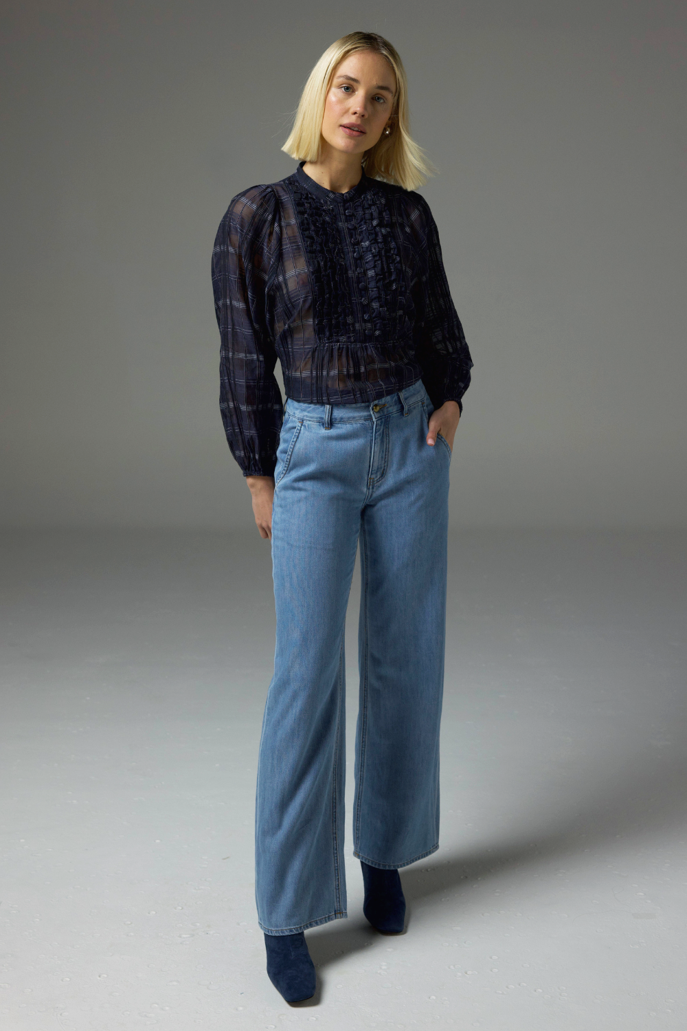 passage top - ink black check