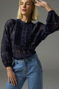 passage top - ink black check
