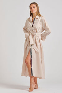 The Pippa Oversized Cotton Longline Dress - Stone