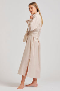 The Pippa Oversized Cotton Longline Dress - Stone