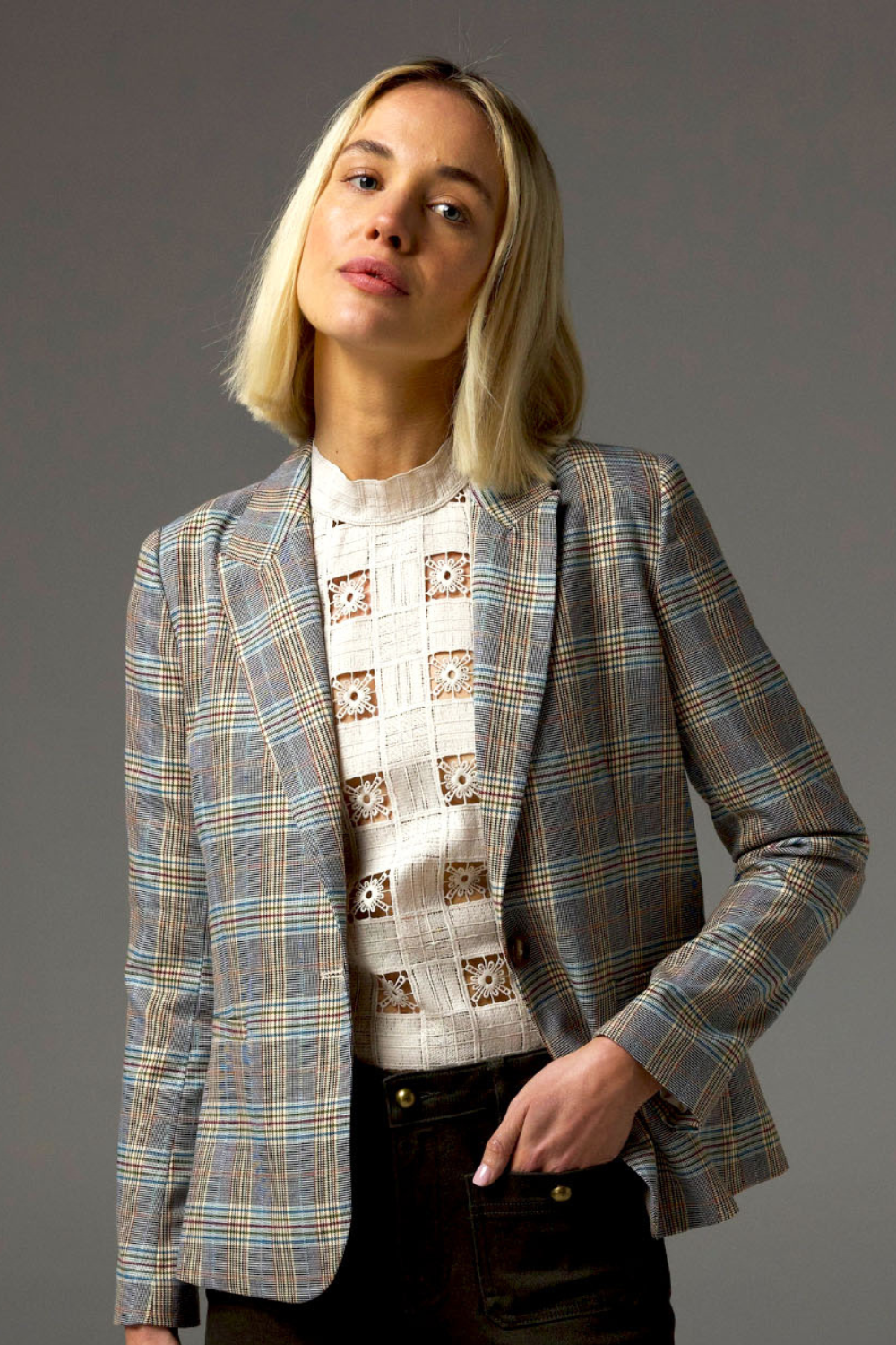 poise jacket - black/white boucle