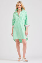 Load image into Gallery viewer, The Popover Shirtdress - Green Strip Floral