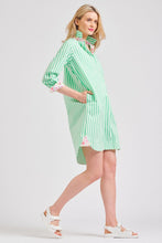 Load image into Gallery viewer, The Popover Shirtdress - Green Strip Floral