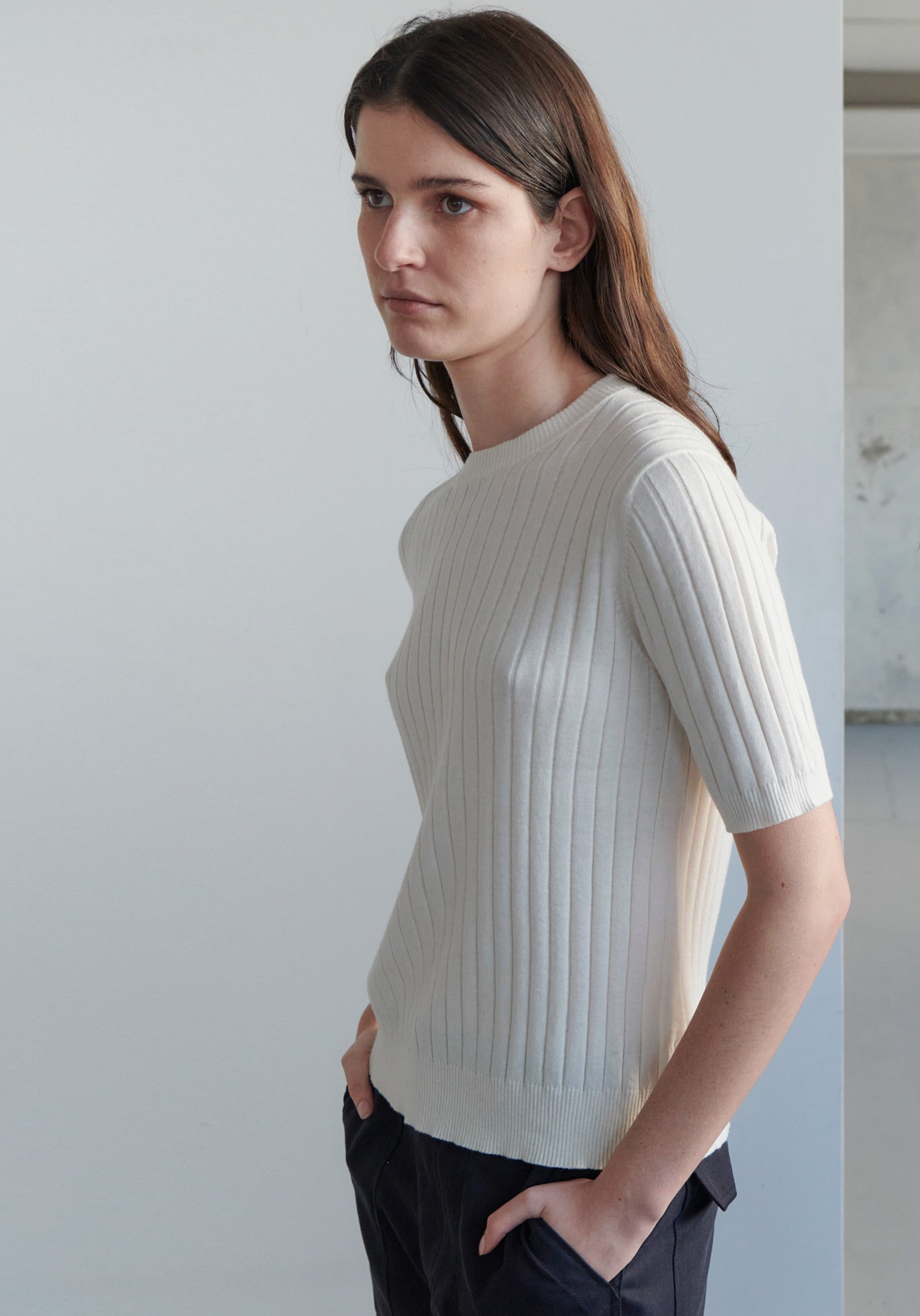 Nucleus Ribbed Tee Chalk