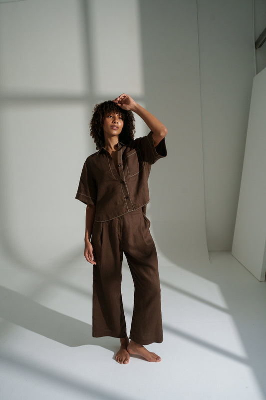 Rika Linen Pants Chocolate