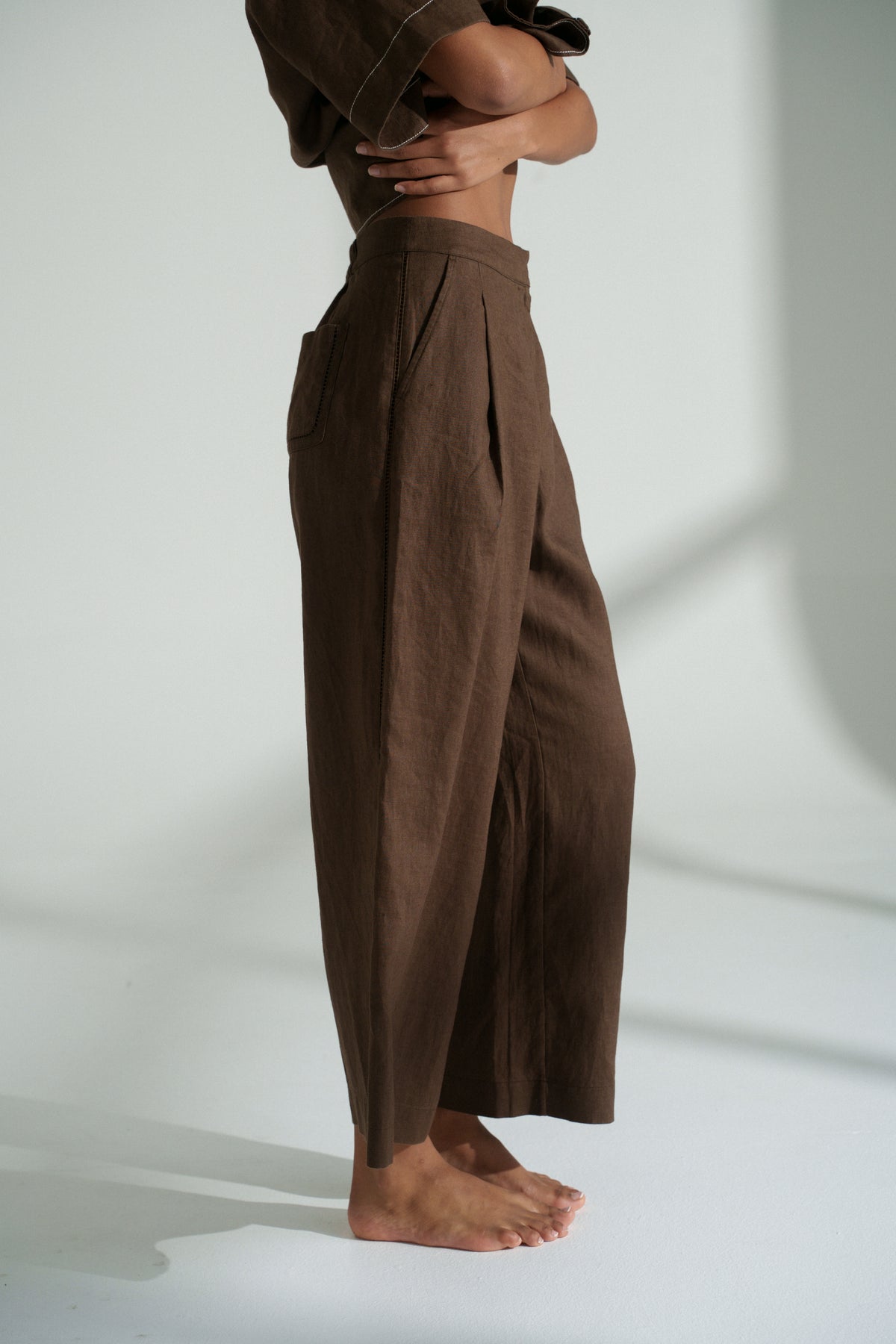 Rika Linen Pants Chocolate