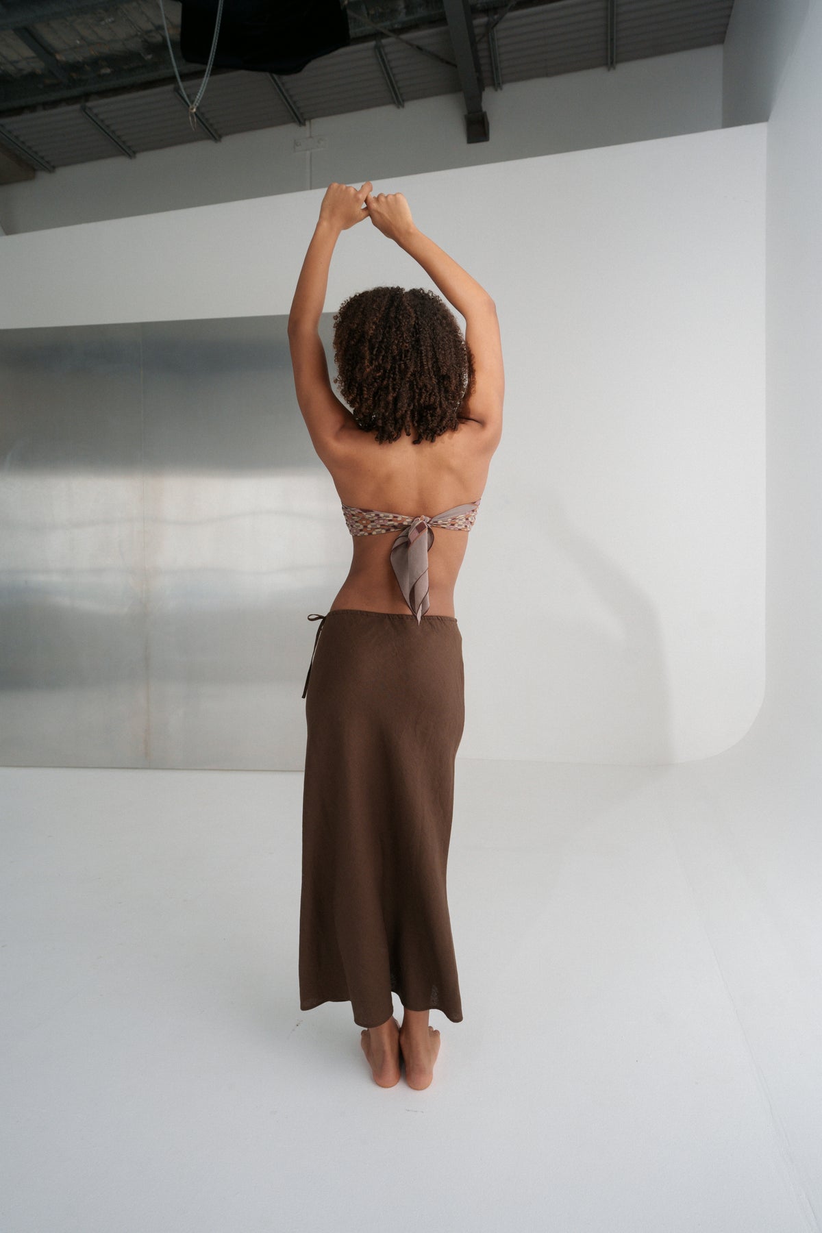 Riley Bias Linen Skirt Chocolate