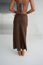 Load image into Gallery viewer, Riley Bias Linen Skirt Chocolate