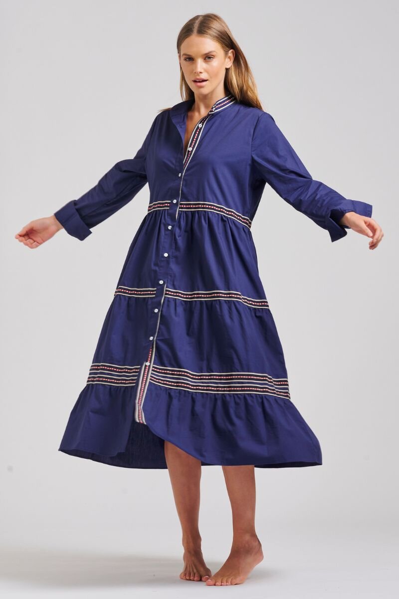 The Sandy Relaxed Tiered Dress - Navy