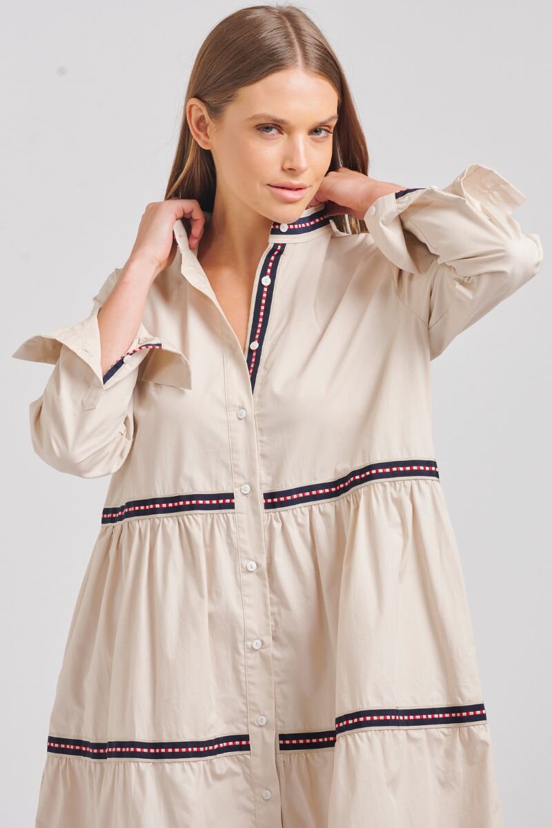 The Sandy Relaxed Tiered Dress - Stone