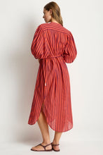 Load image into Gallery viewer, Vacay Boho Long Shirt Dress Spice Red