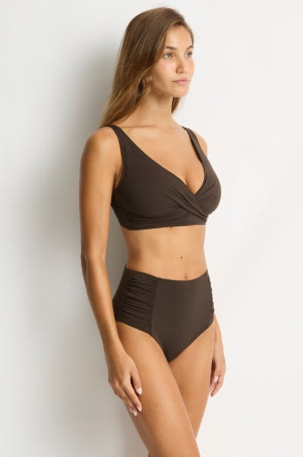 Essentials Edit Cross Front Multifit Bra Top Espresso