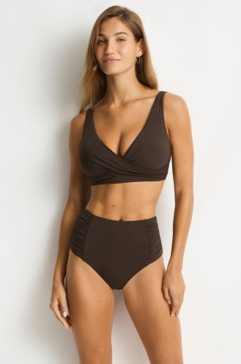 Essentials Edit Cross Front Multifit Bra Top Espresso